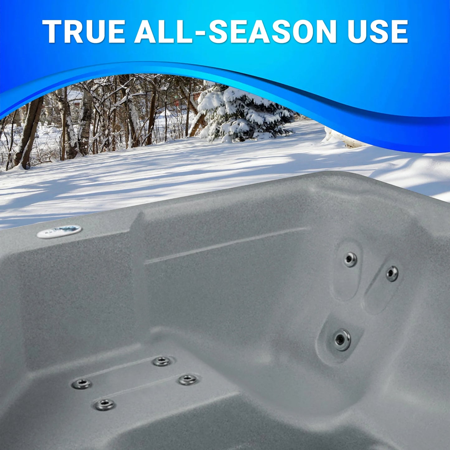 Inland 6 Person Square Hard Side Plug & Play Hot Tub, 24 Jets, Grey and Black