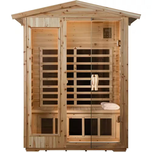 Moray 1-2 Person Outdoor Fir Infrared Sauna with 8 Far-Infrared Carbon Crystal Heaters and Chromotherapy