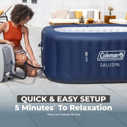 Coleman Atlantis Airjet Square Inflatable Hot Tub with Energysense Cover, Blue