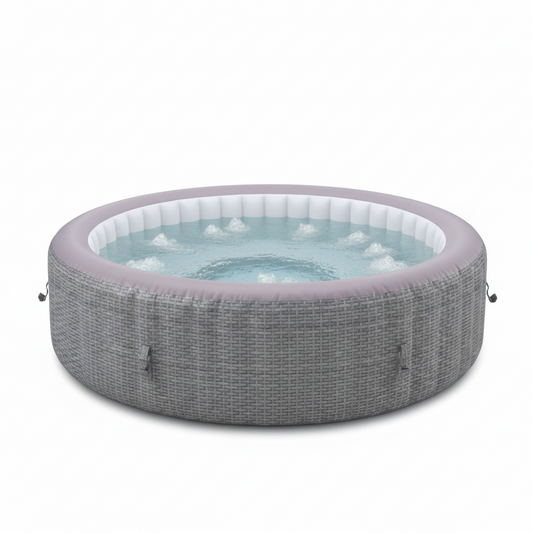 82'' Inflatable Hot Tub, Portable Hot Tub for Home Spa, Outdoor round Hot Tub W/130Pcs Jets, 6 Person Inflatable Pool with Heating